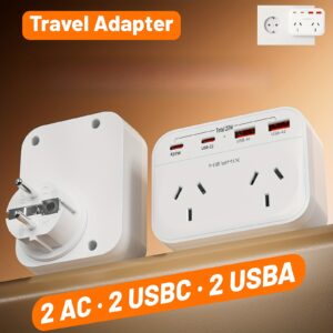TEMU Eu Travel Adapter With 4 Usb Charger, Australia To Europe Travel Adapter - Usb-c Outlet Adaptor , European Travel Adapter For Bali Spain Germany