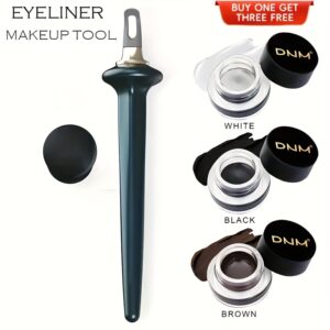 TEMU Eyeliner Auxiliary Set Get 3 Free(eyeliner Brush+3-color Eyeliner Cream) Waterproof Non-fading Eyeliner Brush With Ergonomic Handle And Precise