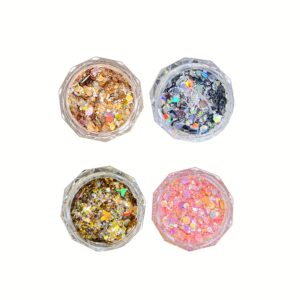 TEMU Glitter Pack! 4pcs Chunky Face Glitter, Hair Glitter, Eye Glitter And Body Glitter For Women And Men. Rave Glitter, Festival Accessories And