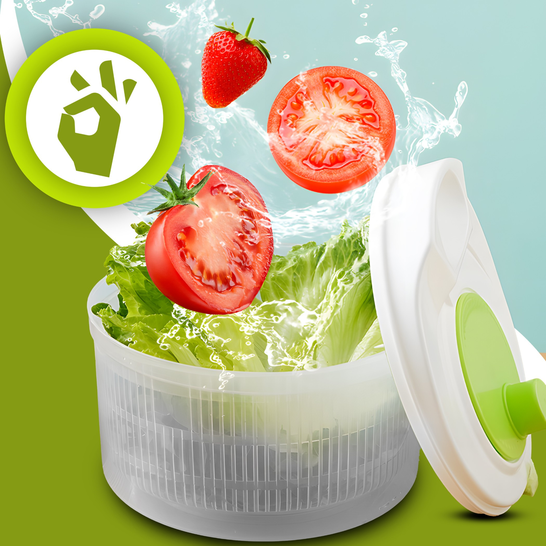 TEMU Large Salad Spinner 2.7l Retoo , Vegetable Dryer, Salad Spinner, Salad Colander, Spinner With Rotating Mechanism, Large 2.7l Bowl, Dishwasher