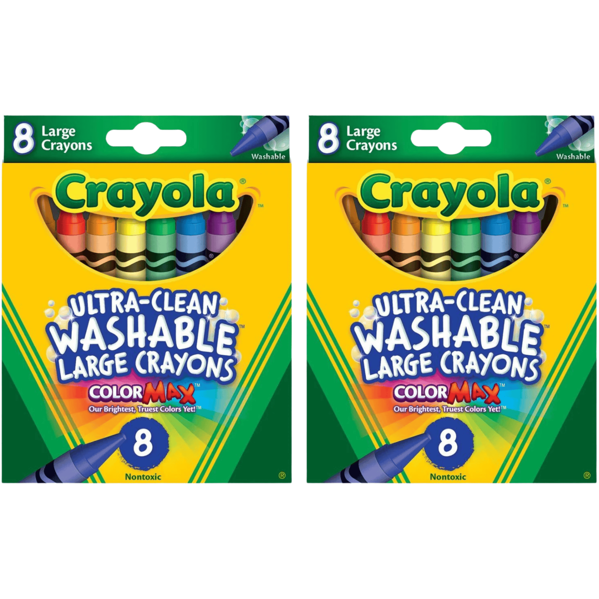 TEMU Large Washable Crayons, Non-toxic, , Pack Of 2, Total Of 16 Crayons