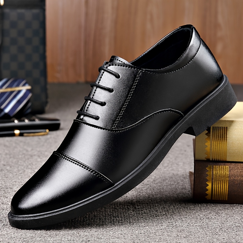TEMU Men's Black Dress Shoes, Formal Oxford Shoes For Business/wedding, Comfortable Lace- Work Shoes