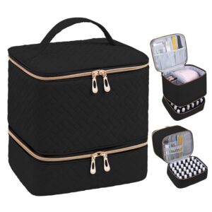 TEMU Nail Polish Organizer, Double Quilted Nail Polish Storage Bag, Gel Nail Polish Carrying Case, Holds 30 Bottles Of Nail Polish And Nail Polish