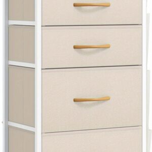 TEMU Narrow Chest Of Drawers With 5 Drawers, Fabric Drawers With Side Pocket&hooks, Handle, Sturdy , Storage Drawers For Bedroom, Closet, Clothes,