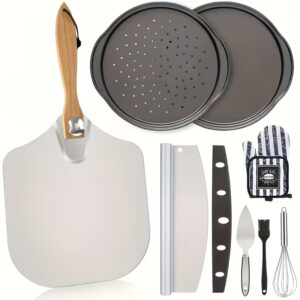 TEMU Pizza Stones Set - Large Pizza Stone For Oven And Grill, Safe Thermal Shock Resistant Cooking Stone With Pizza Peel Paddle & Cutter