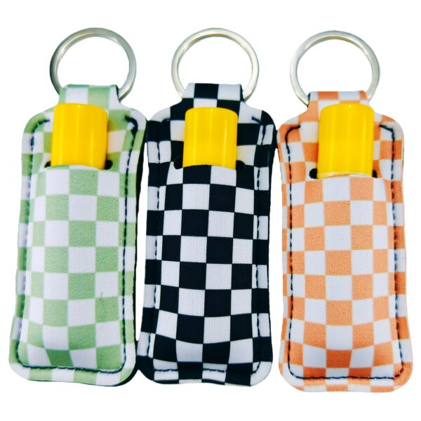 TEMU Set Of Patterned Lip Balm Keychains - Waterproof Neoprene Case, Suitable For Lip Balm And Lip Gloss, Stylish Lip Balm Keychain Bag Charm Travel