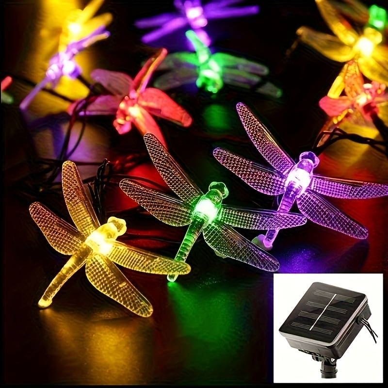 TEMU Solar Dragonfly String Lights, Solar Lights Outdoor Waterproof Solar, Outdoor Led String Lights 8 , Waterproof Outdoor Decoration, Suitable For