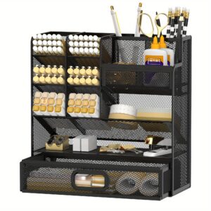 TEMU Supeasy Desk Organizer With Drawer, Multifunctional Mesh Desk Pen Organizer, Desk Organizer With Pen Holder And Accessories For Office And Art