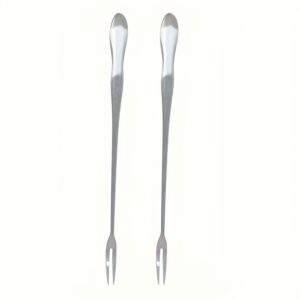 TEMU Two-piece Reusable Stainless Steel Pickle And Olive Set - Stylish And Durable Long-handled Utensils: Includes Serving Fork, Dinner Fork, Fruit
