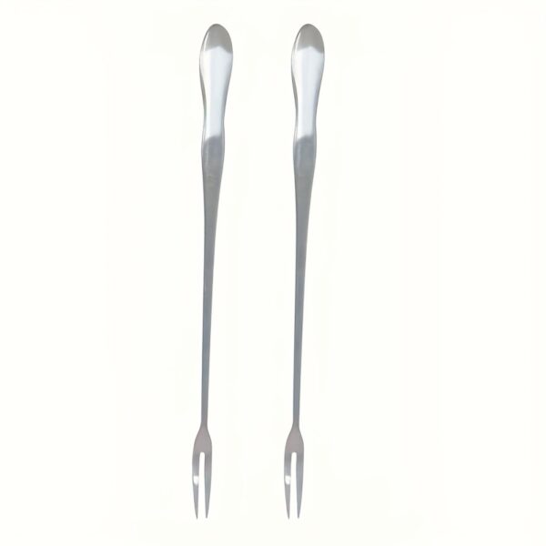 TEMU Two-piece Reusable Stainless Steel Pickle And Olive Set - Stylish And Durable Long-handled Utensils: Includes Serving Fork, Dinner Fork, Fruit