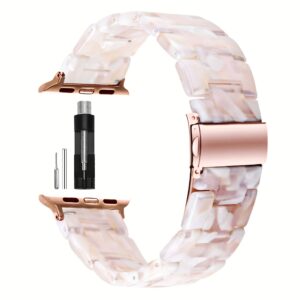 TEMU Vibrant Resin Watch Bands For Iwatch | Compatible With 38mm-49mm Models | Colors With Stainless Steel | Stylish And Durable Smartwatch Bands |