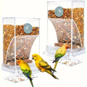 TEMU Window Bird Feeder With Strong Suction Cups - Clear Acrylic Bird House For Outside, Wild Bird Watching Feeder With Removable Tray, & Clean,