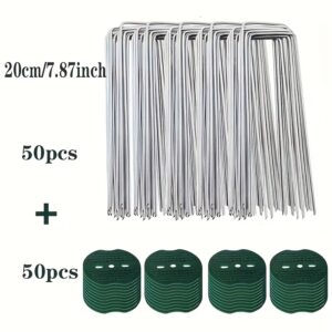 TEMU 100pcs U-shaped Ground Nails, Lawn Nails, Nails, Cloth Nails, Galvanized Ground Nails, Greenhouse Nails, Outdoor Tent Nails