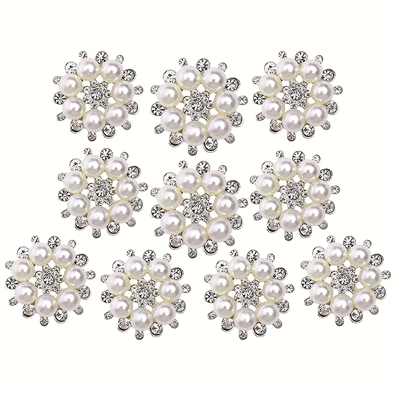 TEMU 10pcs Faux Buttons Embellishments For Craft Shank Clear Rhinestone Buttons Sewing Craft Scrapbooking Supplies