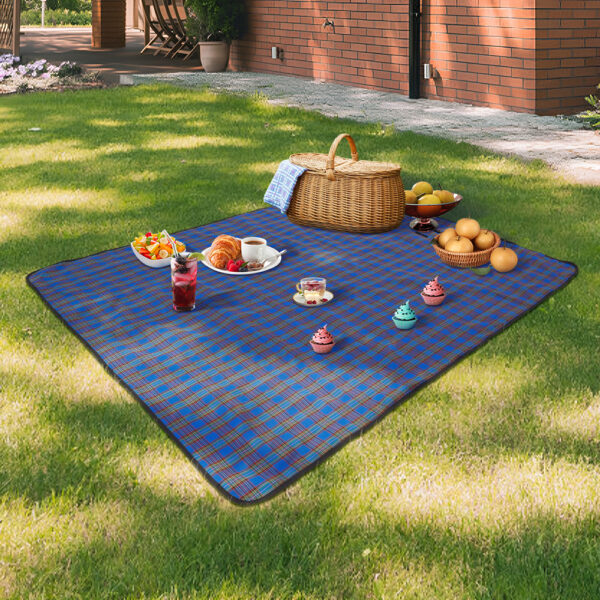 TEMU 1 Pc Blue Picnic Blanket, Tent Floor Mat, Folding Picnic Blanket - Ideal For Camping And Outdoor Picnics - Checkered Picnic Blanket With Handle,