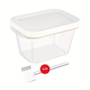 TEMU 1pc Butter Cutter And Storage Box With Built-in Knife Slot - Transparent Lid, Space-saving Kitchen Organizer For Butter, Cheese, Margarine -