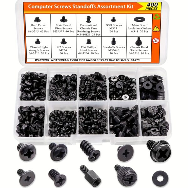 TEMU 400pcs Of Screws For Computers, Including Motherboard Standoffs, Laptop Screws, Case Screws, Fan Screws, And Ssd Screws Suitable For Hdds, Pc