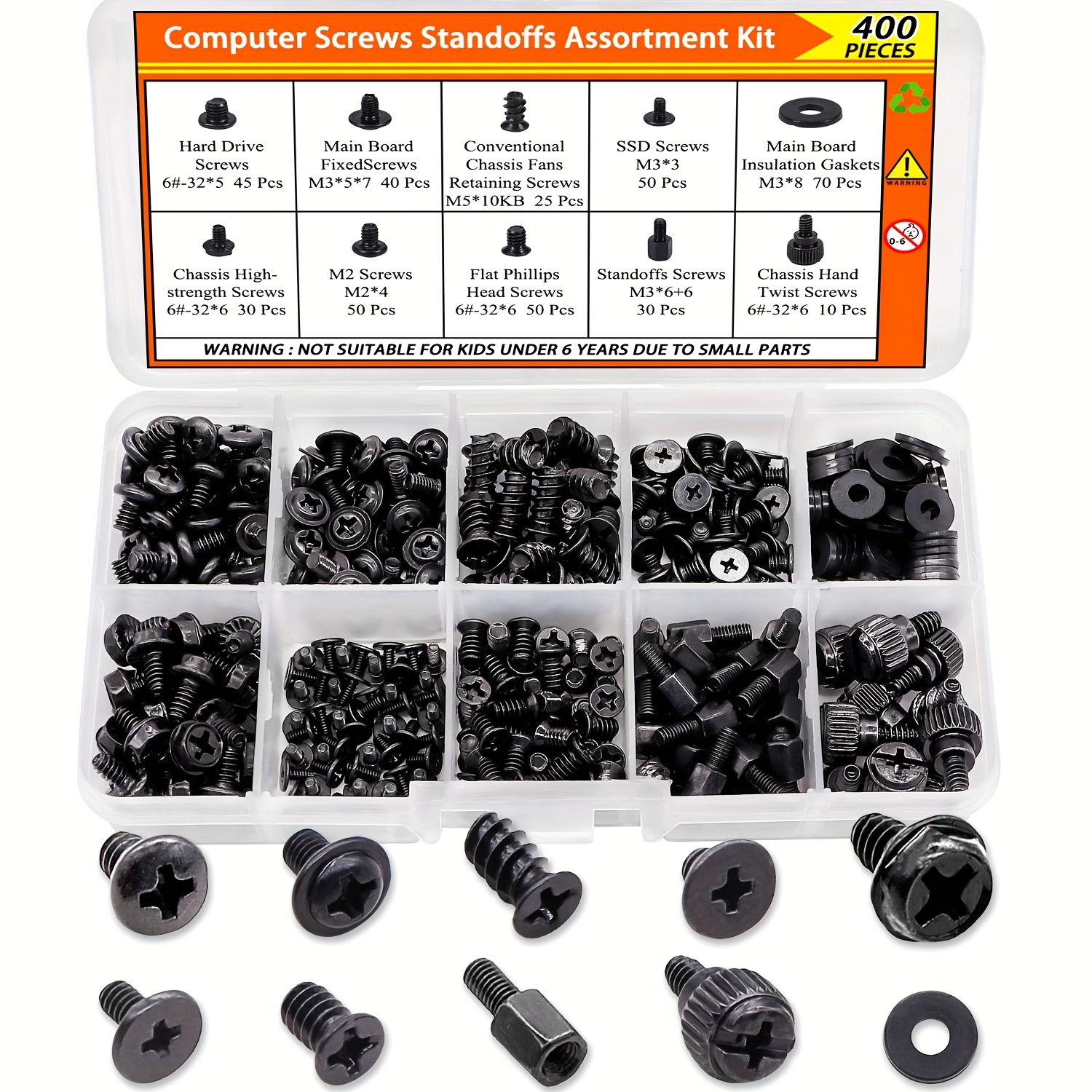 TEMU 400pcs Of Screws For Computers, Including Motherboard Standoffs, Laptop Screws, Case Screws, Fan Screws, And Ssd Screws Suitable For Hdds, Pc