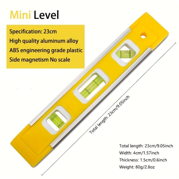 TEMU Small Magnetic Leveling Spirit Level Renovation, Solid Anti-drop Aluminum Alloy Small Bubble Level
