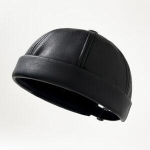 TEMU Solid Color Pu Leather Melon Hat