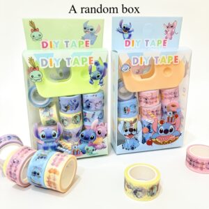 TEMU Stitch Tape Set With Tape Dispenser, Colorful Washi Tape For Journaling And Decoration
