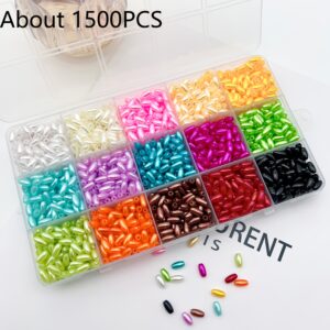 TEMU Village 1500pcs Acrylic Oval Beads Kit, 4x8mm Beads For Jewelry Making, S, Necklaces - Craft Beads Gift Set