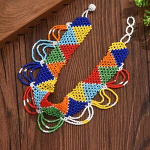 TEMU Vintage Geometric Spliced Rice Bead Necklace For Women ( Rice )