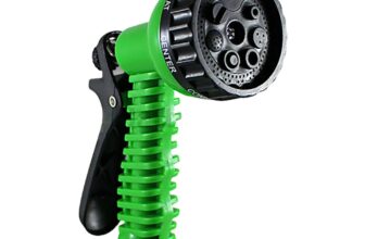Adjustable Garden Hose Water Nozzle with 7-Spray Patterns – Green 1-Pack