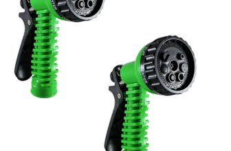 Adjustable Garden Hose Water Nozzle with 7-Spray Patterns – Green 2-Pack