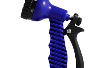 Adjustable Garden Hose Water Nozzle with 7-Spray Patterns – Blue 2-Pack