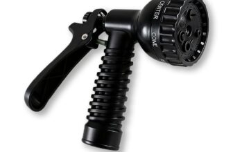 Adjustable Garden Hose Water Nozzle with 7-Spray Patterns – Black 2-Pack