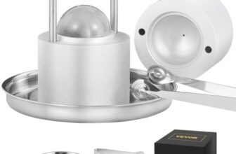 VEVOR Ice Ball Press, 2.4″ Ice Ball Maker, Aircraft Al Alloy Ice Ball Press Kit for 60mm Ice Sphere, Ice Press with Tong and Drip Tray, for Whiskey, C