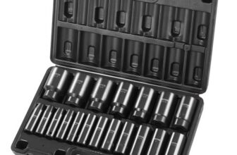 VEVOR Impact Socket Set, 1/2″ 19 Piece Impact Sockets, Deep Socket, 6-Point Sockets, 1/2 Inches Drive Socket Set Impact 3/8 inch – 1-1/2 inch, Cr-V Ru