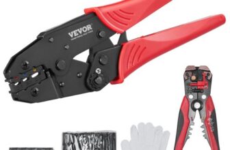 VEVOR Ratcheting Crimping Tool Set For Insulated Electrical Connectors AWG22-10 with Wire Stripper and 210pcs Heat Shrink Tubes Labor-Saving Ratchetin