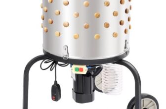 VEVOR Chicken Plucker Machine, Feather Plucker with 20-inch Stainless Steel Drum, Defeathering Equipment with 108 Soft Fingers, Simple Debris Collecti