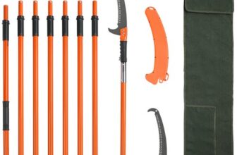 VEVOR Manual Pole Saw, 7.3-27 ft Extendable Tree Pruner, Sharp Steel Blade High Branches Trimming, Manual Branch Trimmer with Lightweight 8 Fiberglass