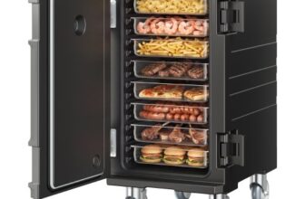 VEVOR Insulated Food Pan Carrier, 109 Qt Hot Box for Catering, LLDPE Food Box Carrier with Double Buckles, Front Loading Food Warmer with Handles, End