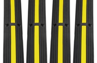 VEVOR 3.28 ft Cable Protector Ramp, 4 Pack of 1 Channel, 18000 lbs/axle Capacity Heavy Duty Rubber Speed Bumps, Floor Cord Cable Protector Wire Cover,