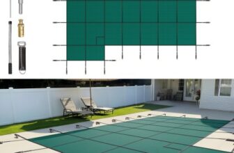 VEVOR Inground Pool Safety Cover, 18 ft x 34 ft Rectangular Winter Pool Cover with Left Step,  Triple Stitched, High Strength Mesh PP Material, Good R