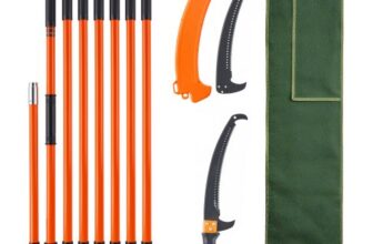 VEVOR Manual Pole Saw, 7.3-27 ft Extendable Tree Pruner, Sharp Steel Blade High Branches Trimming, Manual Branch Trimmer with Lightweight 8 Fiberglass