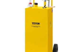 VEVOR 30 Gallon Fuel Caddy, Gas Storage Tank & 4 Wheels, with Manuel Transfer Pump, Gasoline Diesel Fuel Container for Cars, Lawn Mowers, ATVs, Boats,