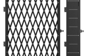 VEVOR Single Folding Security Gate, 7.25 ft H x 7.8 ft W Folding Door Gate, Steel Accordion Security Gate, Flexible Expanding Security Gate, 360° Roll