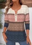 Modlily Multi Color Striped Tuck Stitch Long Sleeve T Shirt – XXL