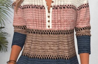 Modlily Multi Color Striped Tuck Stitch Long Sleeve T Shirt – XXL