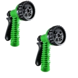 Adjustable Garden Hose Water Nozzle with 7-Spray Patterns – Green 2-Pack
