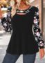 Modlily Black Tummy Coverage Floral Print Long Sleeve T Shirt – XXL