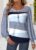 Modlily Blue Tummy Coverage Geometric Print Long Sleeve T Shirt – XXL