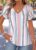 Modlily Multi Color Patchwork Short Sleeve V Neck T Shirt – XXL