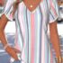 Modlily White Tummy Coverage Short Sleeve V Neck T Shirt – XXL