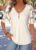 Modlily Beige Curved Hem Half Sleeve V Neck T Shirt – XXL
